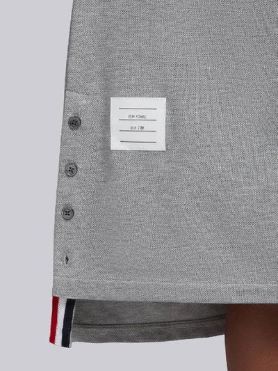 Shop Thom Browne Light Grey Classic Cotton Pique Center Back Stripe A-line Short Sleeve Polo Shirtdress