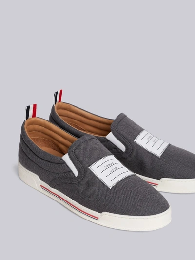 Shop Thom Browne 4-bar Paper Label Slip-on Trainer In Grey