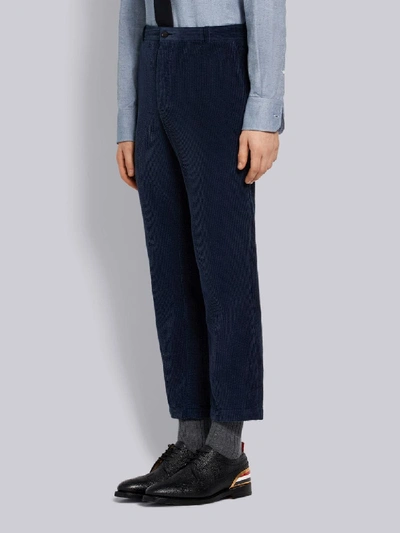 Shop Thom Browne Garment Dye Corduroy Chino In Blue