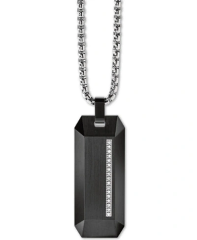 Shop Bulova Men's Diamond Accent Beveled Dog Tag Pendant Necklace In Stainless Steel, 26" + 2" Extender Women's 