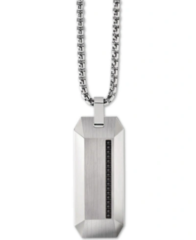 Shop Bulova Men's Diamond Accent Beveled Dog Tag Pendant Necklace In Stainless Steel, 26" + 2" Extender Women's 