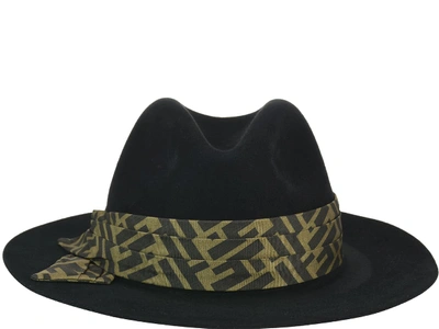 Shop Fendi Hat With Logo Band In Black