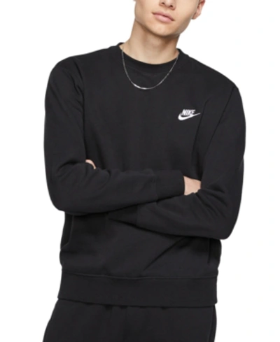 Shop Nike Men's Club Fleece Crew Sweatshirt In Black/white