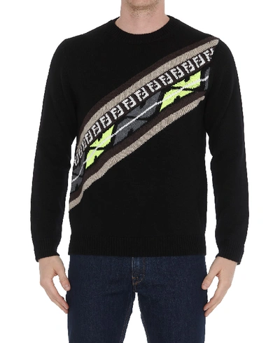 Shop Fendi Ff Fluo Eyes Sweater In Black