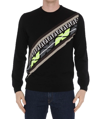 Shop Fendi Ff Fluo Eyes Cashmere Sweater In Black