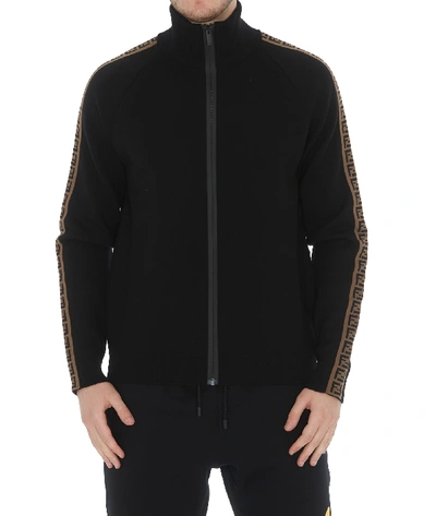 Shop Fendi Ff Zipped Sweater In Black