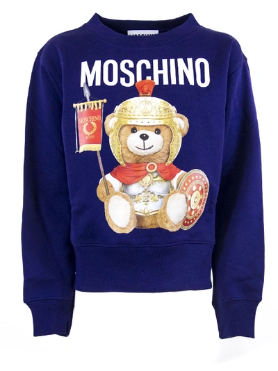 Shop Moschino Blue Cotton Sweatshirt In Bluette