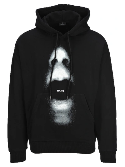 Shop Marcelo Burlon County Of Milan Oversized Mouth Printed Hoodie In Black