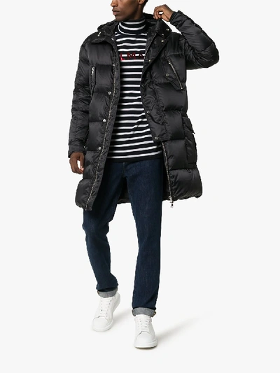 Shop Balmain Padded Parka Coat In Black