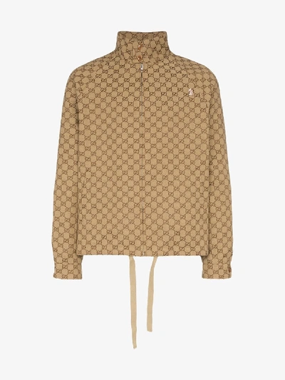 Shop Gucci Gg Canvas Bomber Jacket In 2190 Neutrals