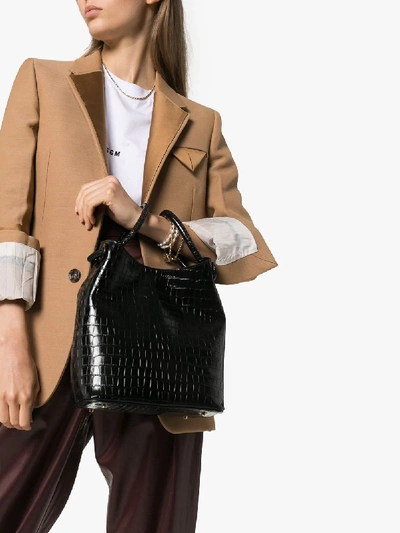 Shop Elleme Black Vosges Mock Croc Leather Shoulder Bag
