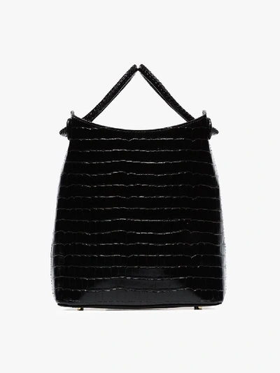 Shop Elleme Black Vosges Mock Croc Leather Shoulder Bag