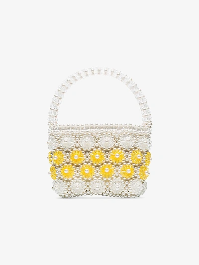 Shop Shrimps White And Yellow Shelly Beaded Bag