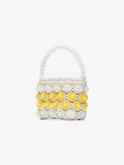 Shop Shrimps White And Yellow Shelly Beaded Bag