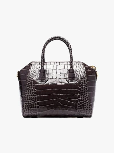 Shop Givenchy Grey Antigona Crocodile-effect Tote Bag