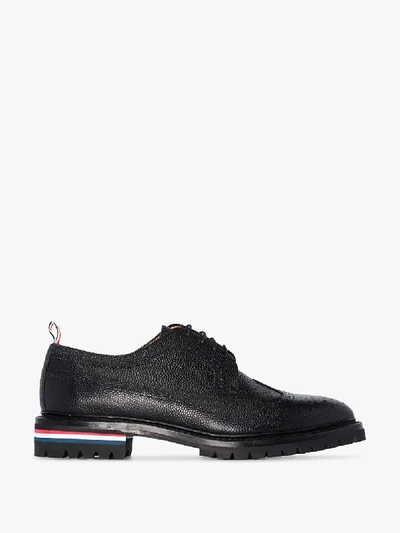 Shop Thom Browne Black Stripe Detail Brogues