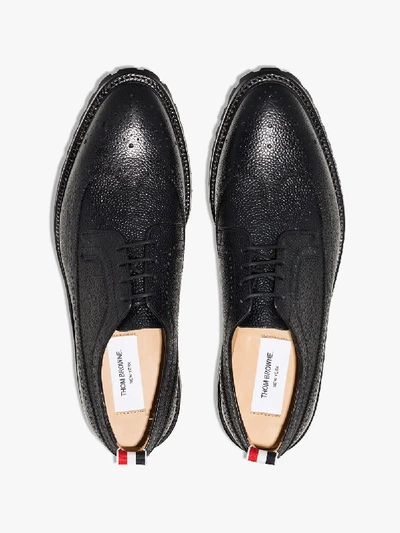 Shop Thom Browne Black Stripe Detail Brogues