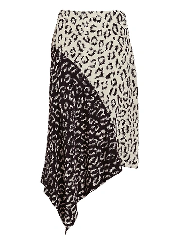 Shop A.l.c Natalie Two-tone Leopard Skirt In Blk/wht