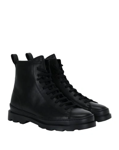 Camper Brutus Combat Boots In Black Leather In Black