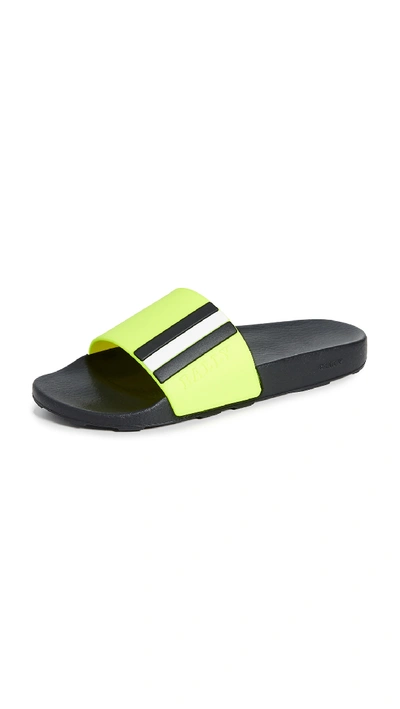 Shop Bally Saxor Slide Sandals In Yellow Fluo/black