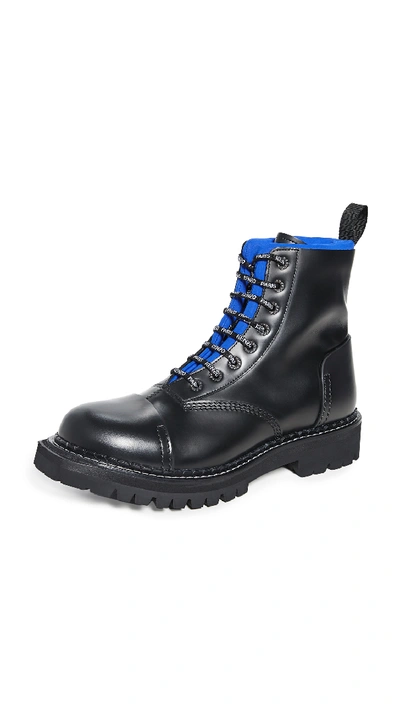 Shop Kenzo Kamden Lace Up Boots In Blue