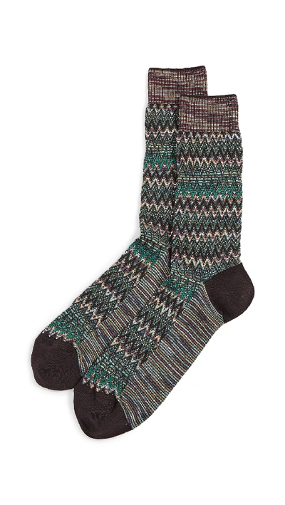 Shop Missoni Textured Socks In Green