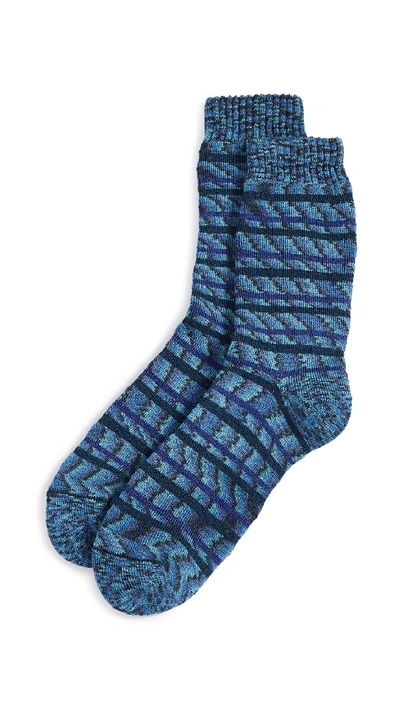 Shop Missoni Stripe Printed Socks In Blue