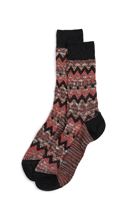 Shop Missoni Multi Print Socks In Red