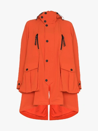 Shop Angel Chen Embroidered Hooded Parka Coat In Orange