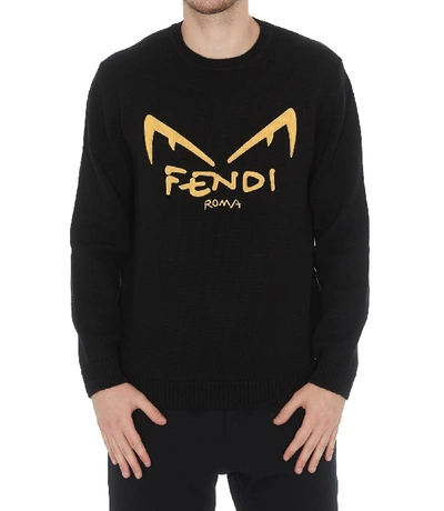 Shop Fendi Diabolic Eyes Sweater In Black