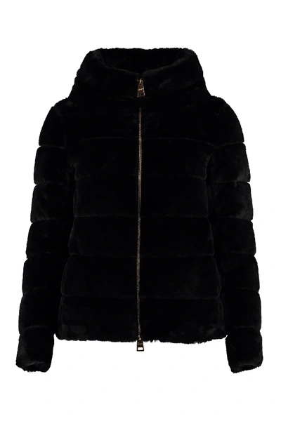 Shop Herno Faux Fur Jacket In Black