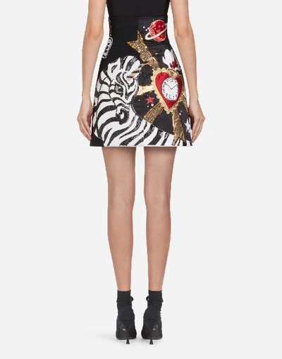 Shop Dolce & Gabbana Short Patchwork Skirt With Embroidery In Multi-colored