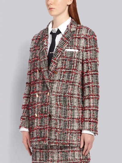 Shop Thom Browne Rwb Tweed Overcheck Sack Jacket In Red