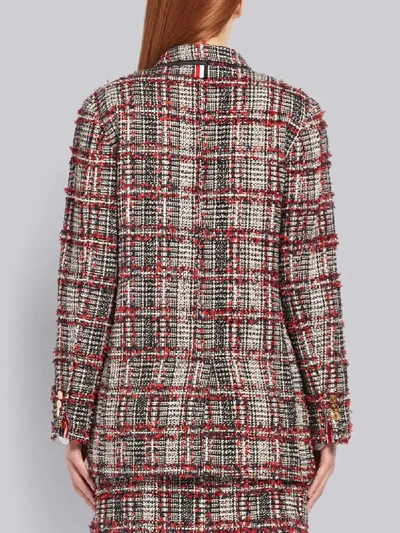 Shop Thom Browne Rwb Tweed Overcheck Sack Jacket In Red