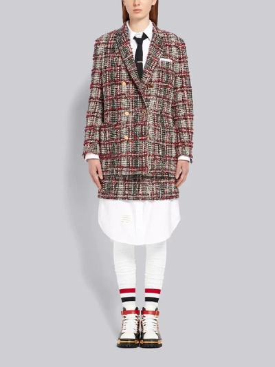 Shop Thom Browne Rwb Tweed Overcheck Sack Jacket In Red