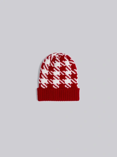 Shop Thom Browne Gun Club Intarsia Check Hat In Red