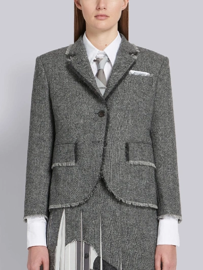 Shop Thom Browne Donegal Fray Classic Sport Coat In Grey