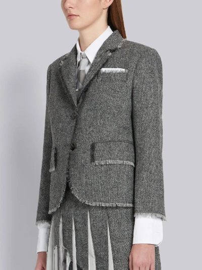 Shop Thom Browne Donegal Fray Classic Sport Coat In Grey