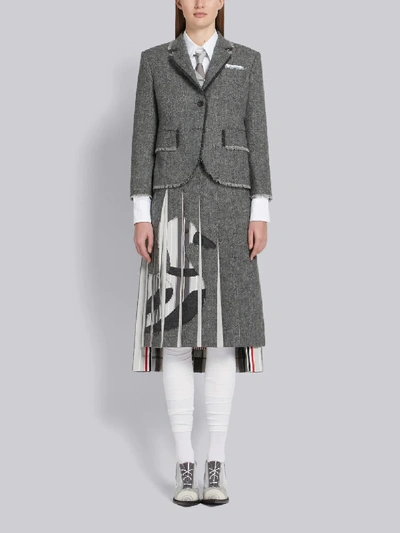 Shop Thom Browne Donegal Fray Classic Sport Coat In Grey