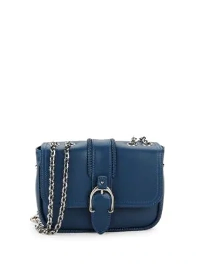 Shop Longchamp Chained Leather Crossbody Bag In Pilot Blue
