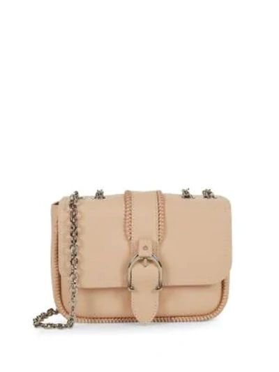 Shop Longchamp Chained Leather Crossbody Bag In Powder