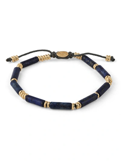 Shop M Cohen Lapis Tube Bead Bracelet With 18k Gold