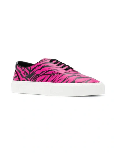 Shop Saint Laurent Pink Zebra Print Lace-up Sneakers