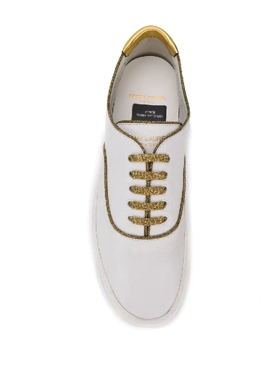 Shop Saint Laurent Gold Detail Venice Low-top Sneakers