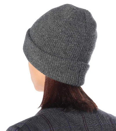 Shop Acne Studios Logo Wool-blend Beanie In Grey