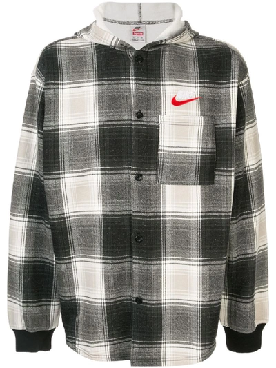 Supreme Nike Plaid Hooded Sweatshirt - Black | ModeSens