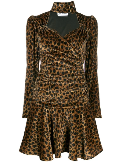 Shop Attico Leopard Print Buckled Neckline Dress - Neutrals