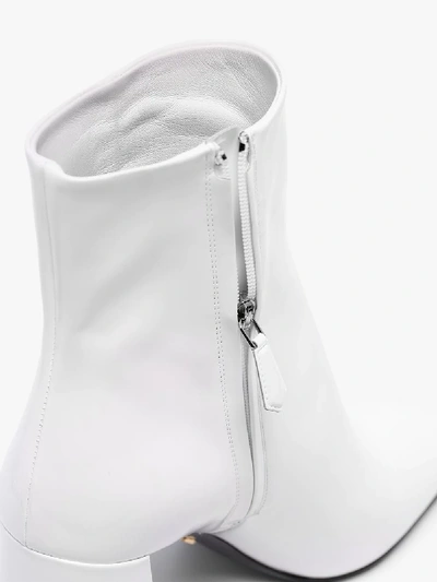 Shop Prada White Patent Leather 85 Ankle Boots
