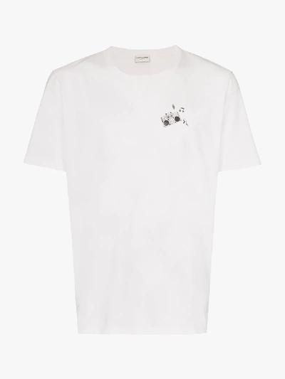 Shop Saint Laurent Radio Print T-shirt In White