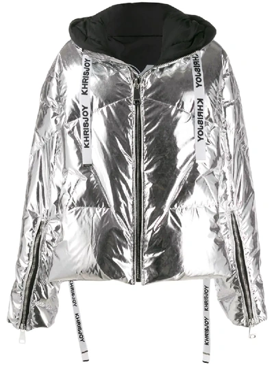 Shop Khrisjoy Metallic Puffer Jacket - Silver